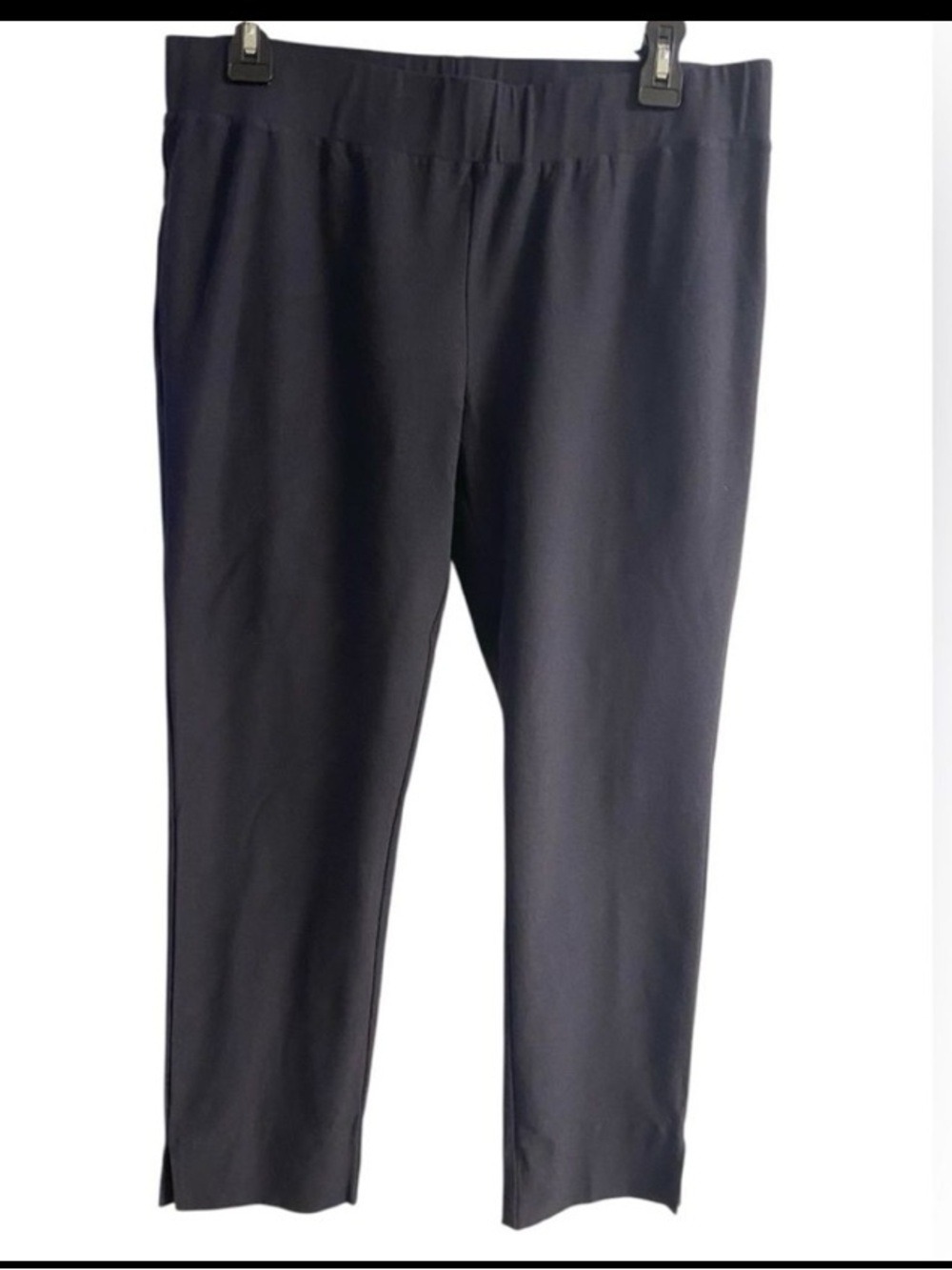 Eileen Fisher Navy Stretch Pull-On Trousers cropped Medium